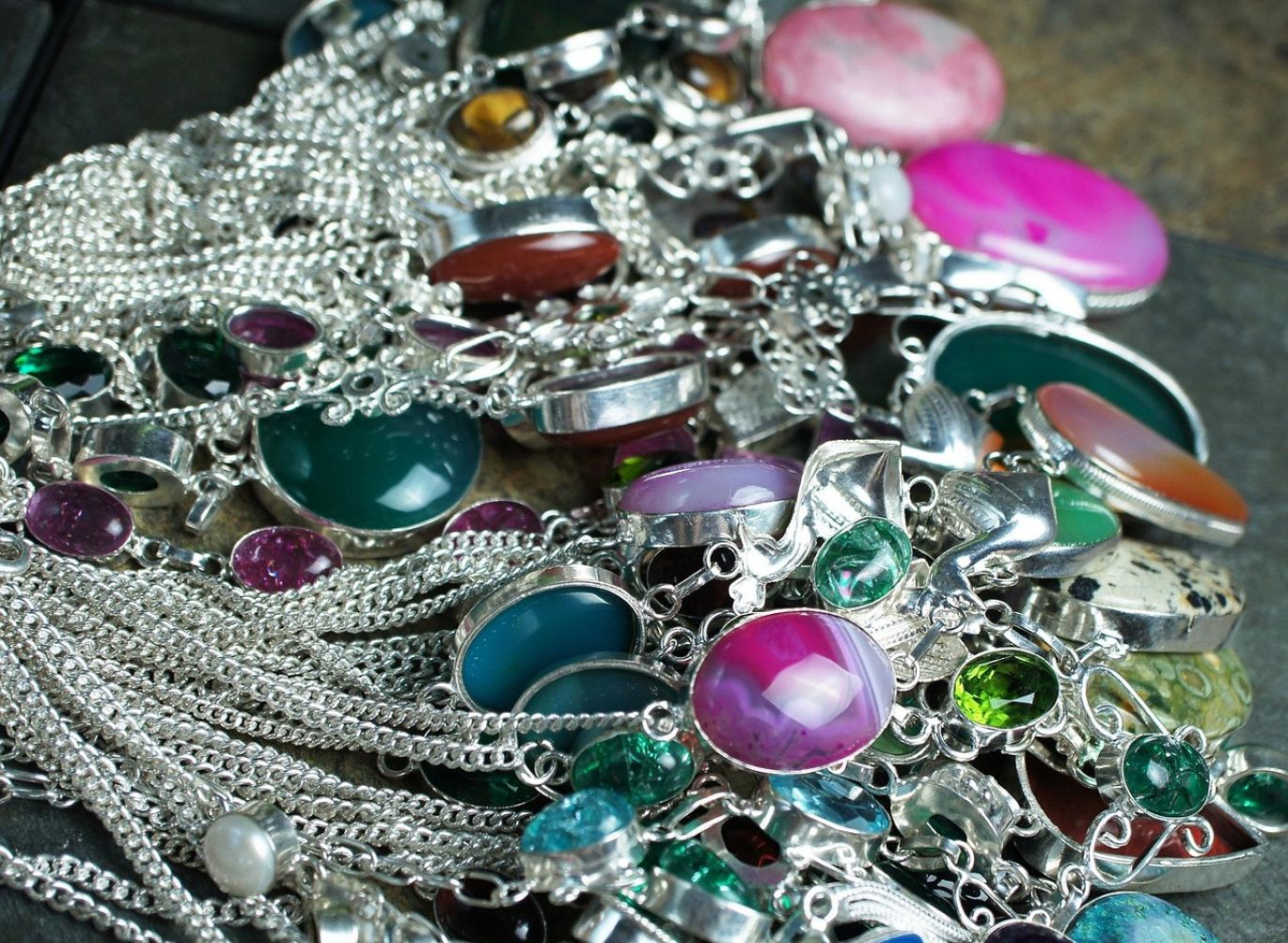 Assortment of colorful crystal gemstones available for wholesale from Summit Gold Resources in Kenya.